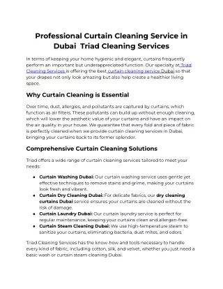 Curtain Cleaning Service Dubai