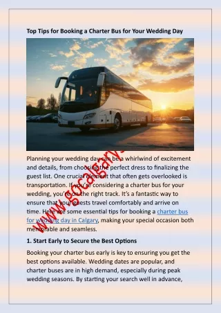 Top Tips for Booking a Charter Bus for Your Wedding Day