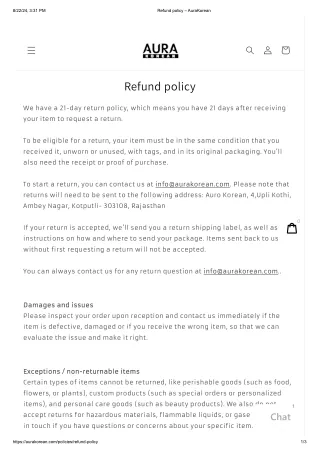 Refund policy – AuraKorean