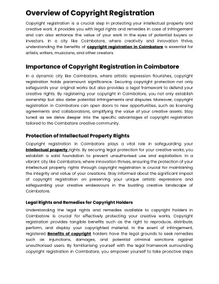 Understanding the Benefits of Copyright Registration in Coimbatore