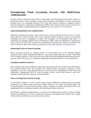 Strengthening Cloud Accounting Security with Multi-Factor Authentication