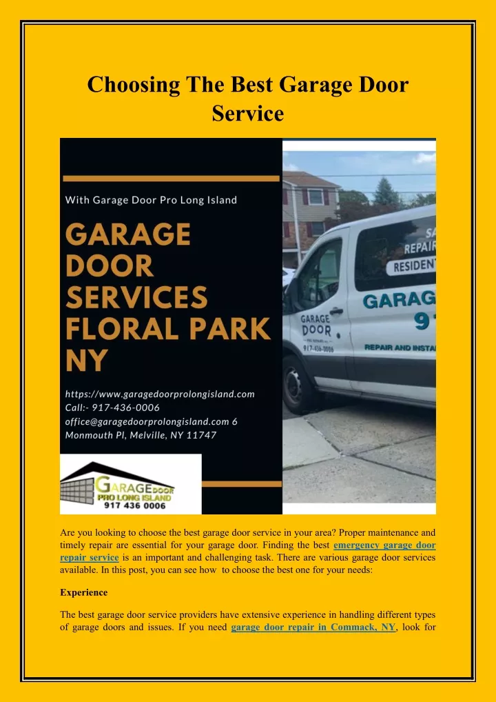 choosing the best garage door service