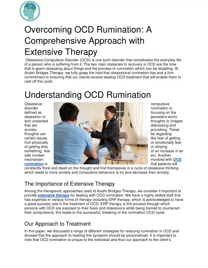 overcoming ocd rumination a comprehensive