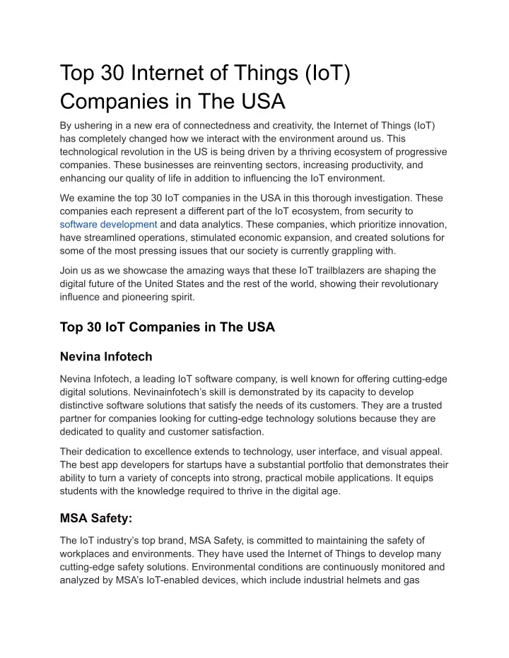 top 30 internet of things iot companies in the usa