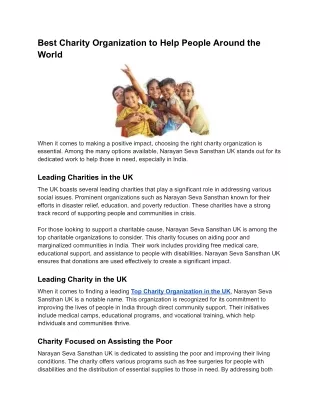 Best Charity Organization to Help People Around the World