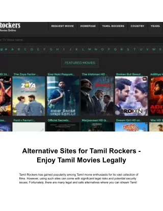 Alternative Sites for Tamil Rockers - Enjoy Tamil Movies Legally