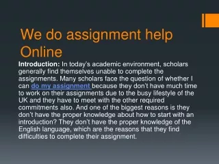 we do assignment help online
