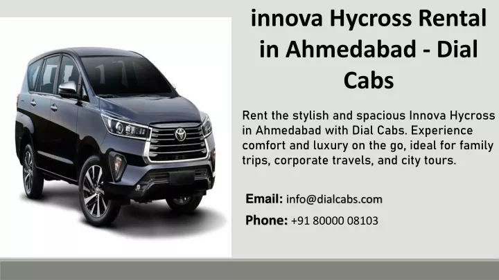 innova hycross rental in ahmedabad dial cabs