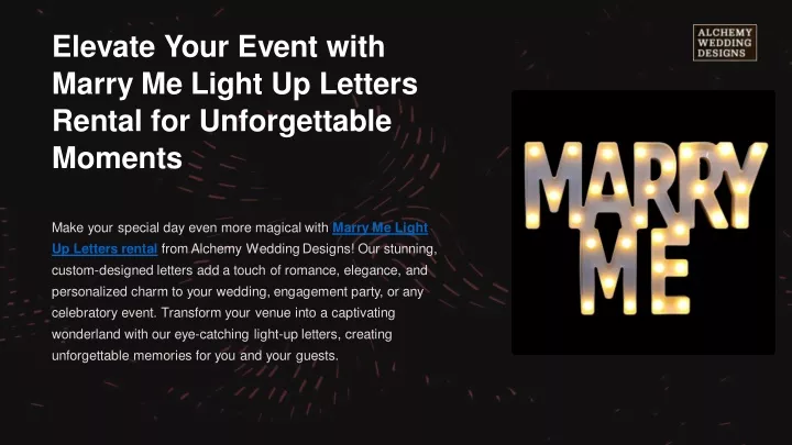 elevate your event with marry me light up letters