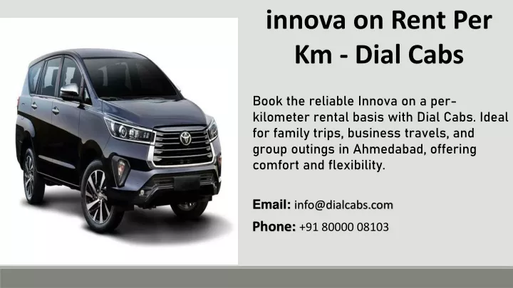 innova on rent per km dial cabs