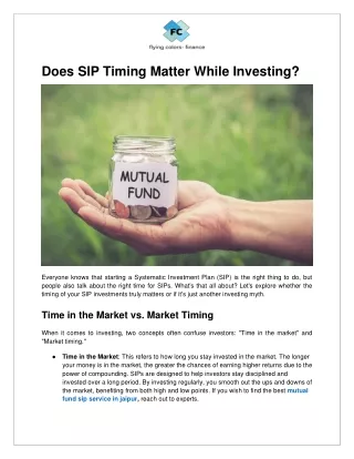 Does SIP Timing Matter While Investing