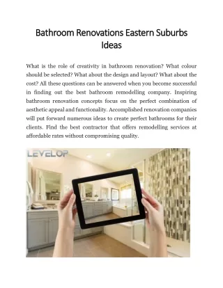 Bathroom Renovations Eastern Suburbs