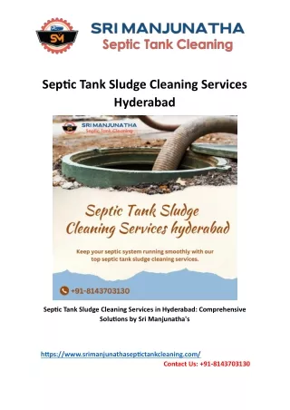 Septic Tank Sludge Cleaning Services Hyderabad