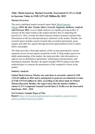 title mesh gateway market growth forecasted