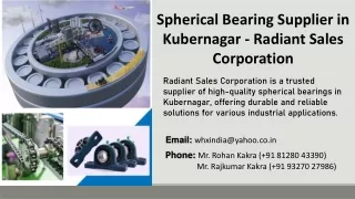 spherical bearing supplier in kubernagar radiant