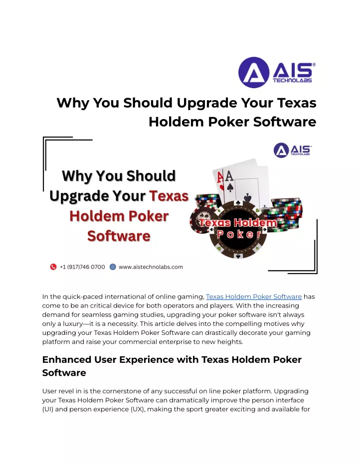 why you should upgrade your texas holdem poker