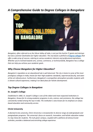 Degree Colleges in Bangalore