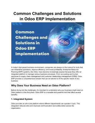 Common Challenges and Solutions  in Odoo ERP Implementation