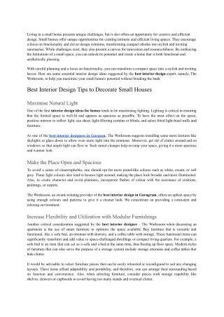 Best Interior Design Ideas For Small Homes In Low Budget