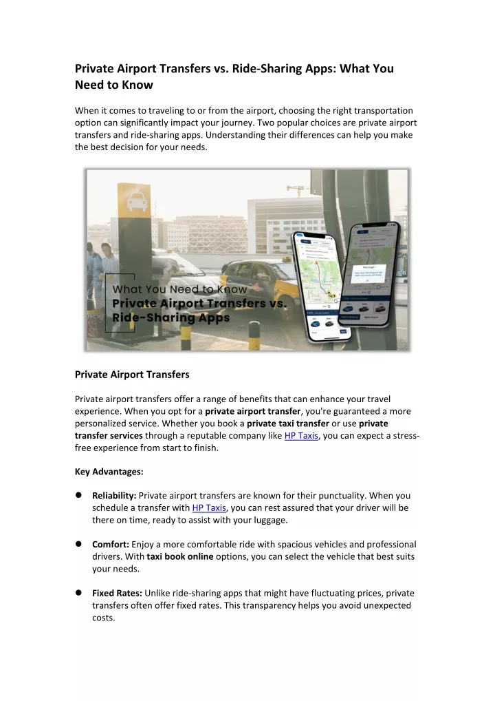 private airport transfers vs ride sharing apps