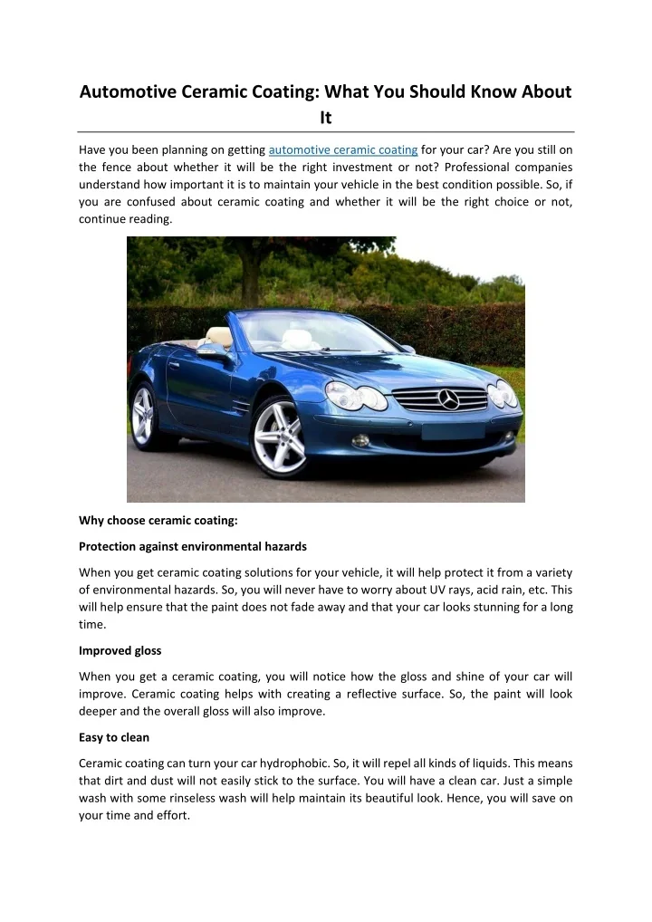 PPT - Automotive Ceramic Coating What You Should Know About It ...