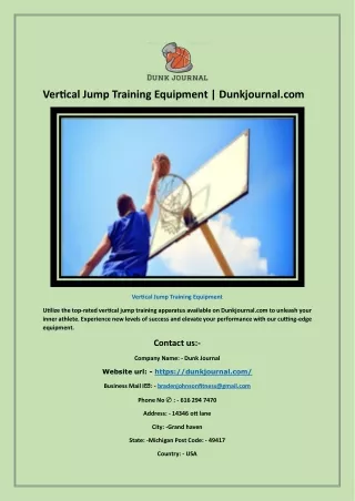Vertical Jump Training Equipment | Dunkjournal.com