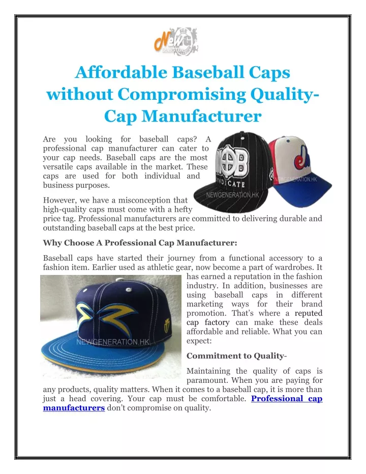 affordable baseball caps without compromising