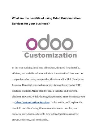 What are the benefits of using Odoo Customization Services for your business?