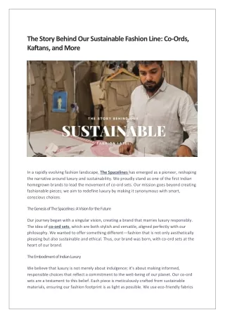 The Story Behind Our Sustainable Fashion Line: Co-Ords, Kaftans, and More