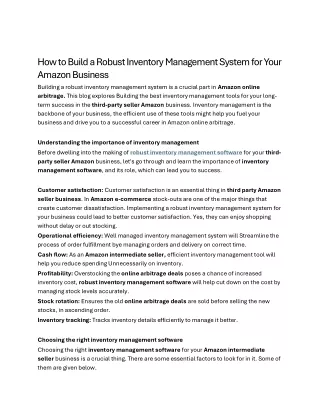 How to Build a Robust Inventory Management System for Your A