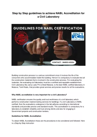 Guidelines to receive NABL Accreditation