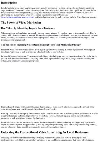 Unlocking the Possible of Video Clip Advertising And Marketing for Local Compani