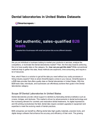 Dental laboratories in United States Datasets