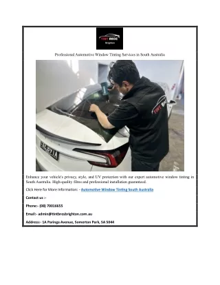Professional Automotive Window Tinting Services in South Australia
