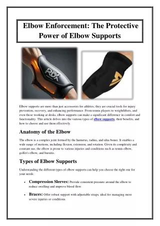 Elbow Enforcement The Protective Power of Elbow Supports