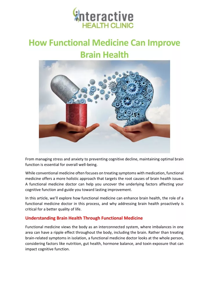 how functional medicine can improve brain health