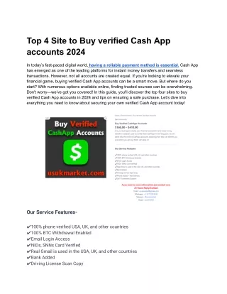 Top 4 Site to Buy verified Cash App accounts 2024