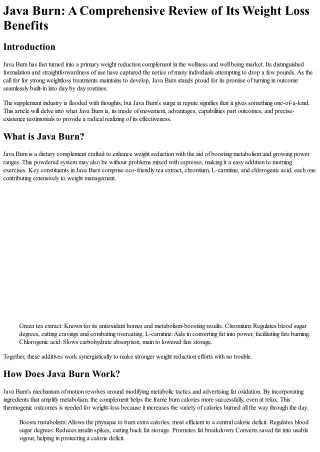 Java Burn: A Comprehensive Review of Its Weight Loss Benefits