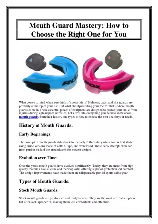Mouth Guard Mastery How to Choose the Right One for You