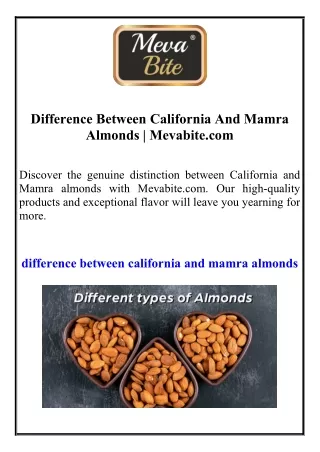 Difference Between California And Mamra Almonds Mevabite.com