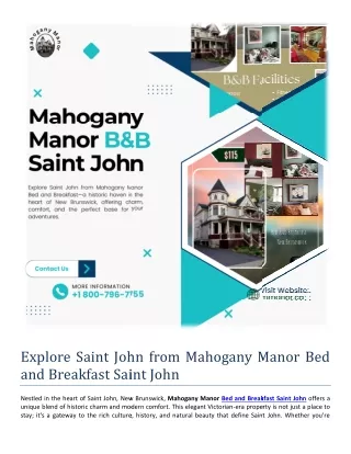 Explore Saint John from Mahogany Manor Bed and Breakfast Saint John