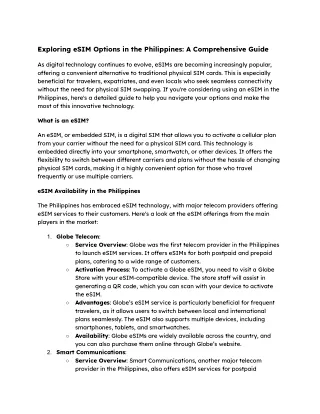 Exploring eSIM Options in the Philippines_ A Comprehensive Guide