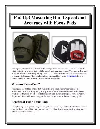 Pad Up! Mastering Hand Speed and Accuracy with Focus Pads