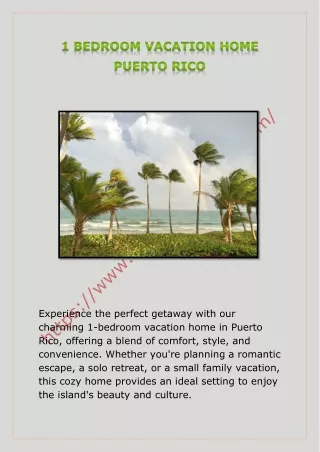 1 BEDROOM VACATION HOME PUERTO RICO