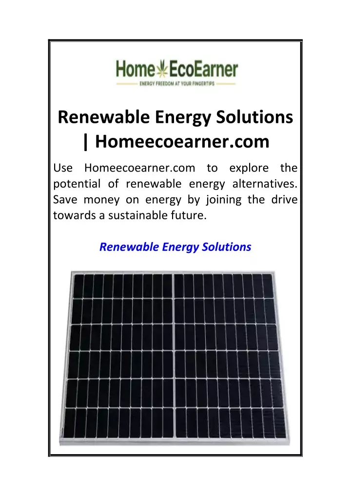 renewable energy solutions homeecoearner com