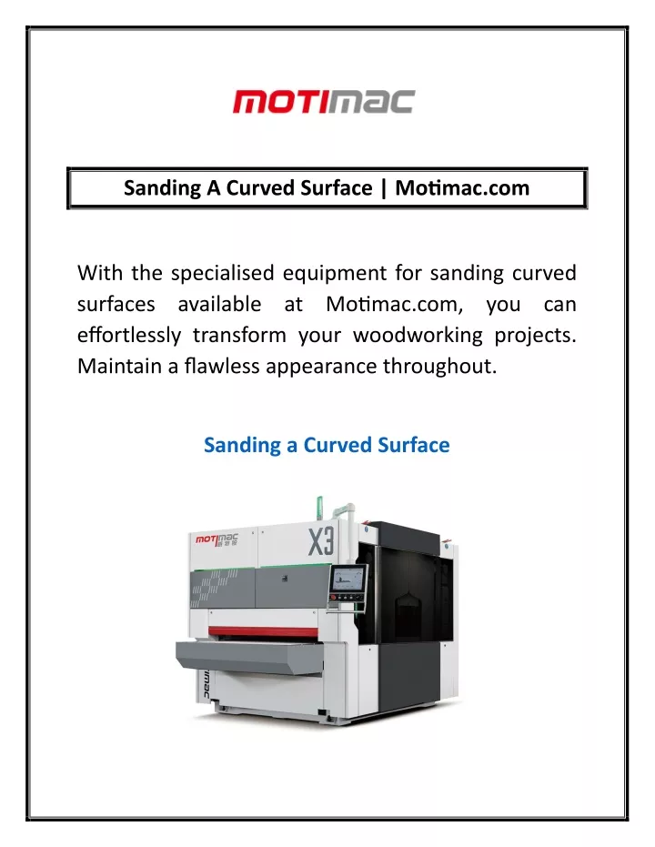 sanding a curved surface motimac com