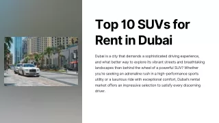 Top 10 SUVs for Rent in Dubai