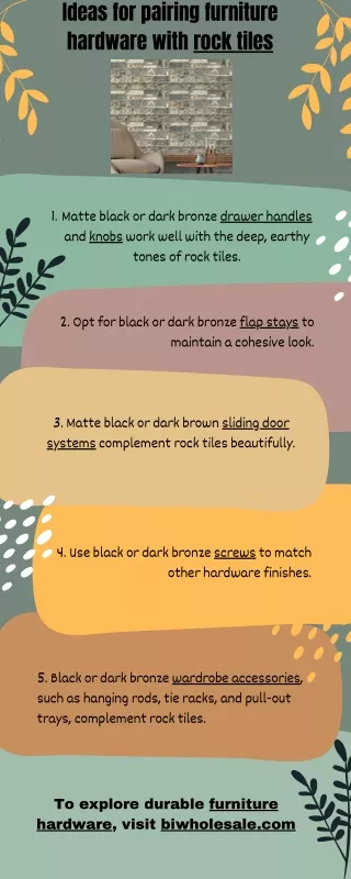 Ideas for pairing furniture hardware with rock tiles