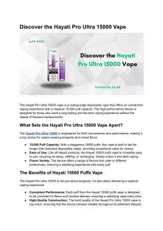 Discover the Hayati Pro Ultra 15000 Vape