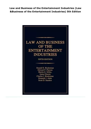 read law and business of the entertainment industries (law & business